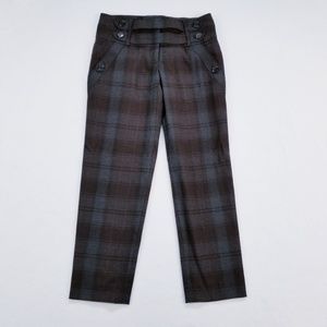 Anthro Cartonnier Plaid Strap Ankle Pant Trouser